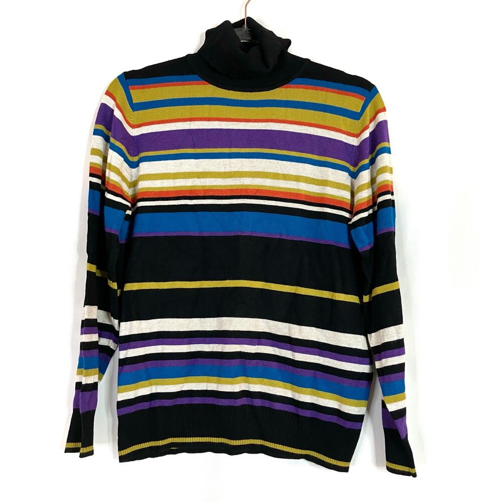 Joseph A. | Turtleneck Sweater Black Multi Rayon Blend Womens Large